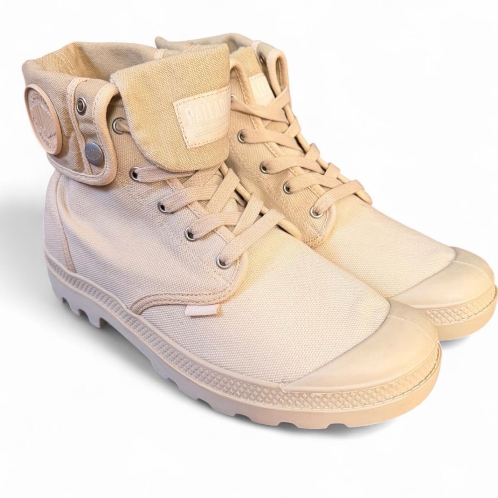 Palladium Beige Canvas Fold-Over Lace-Up Boots - Men’s US10 - NWT